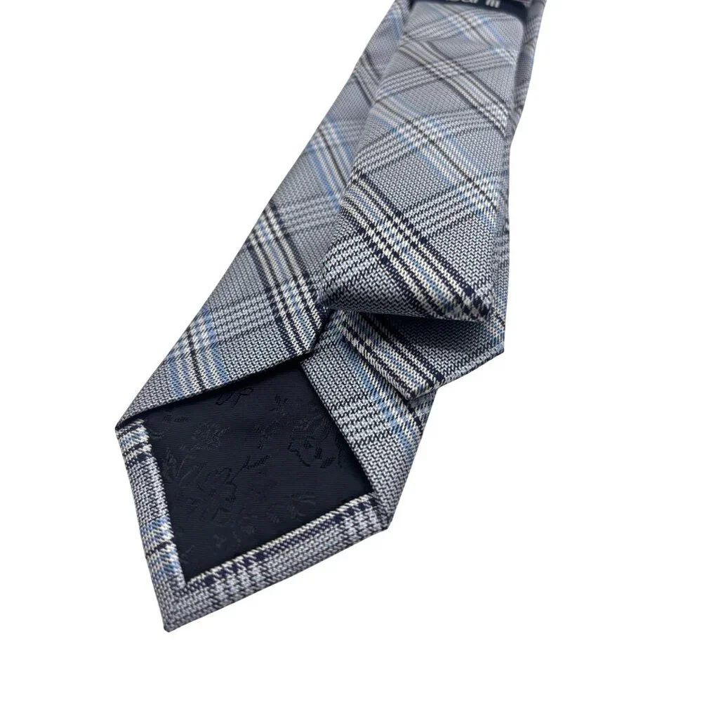 BAR III Carnaby Collection Harp Plaid Men’s Necktie, Blue, OS